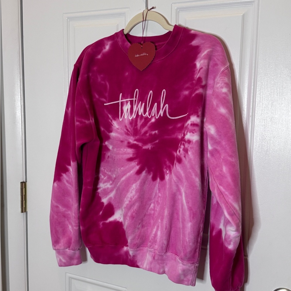 TALULAH Fuchsia and Light Pink Tie-Dye Sweater